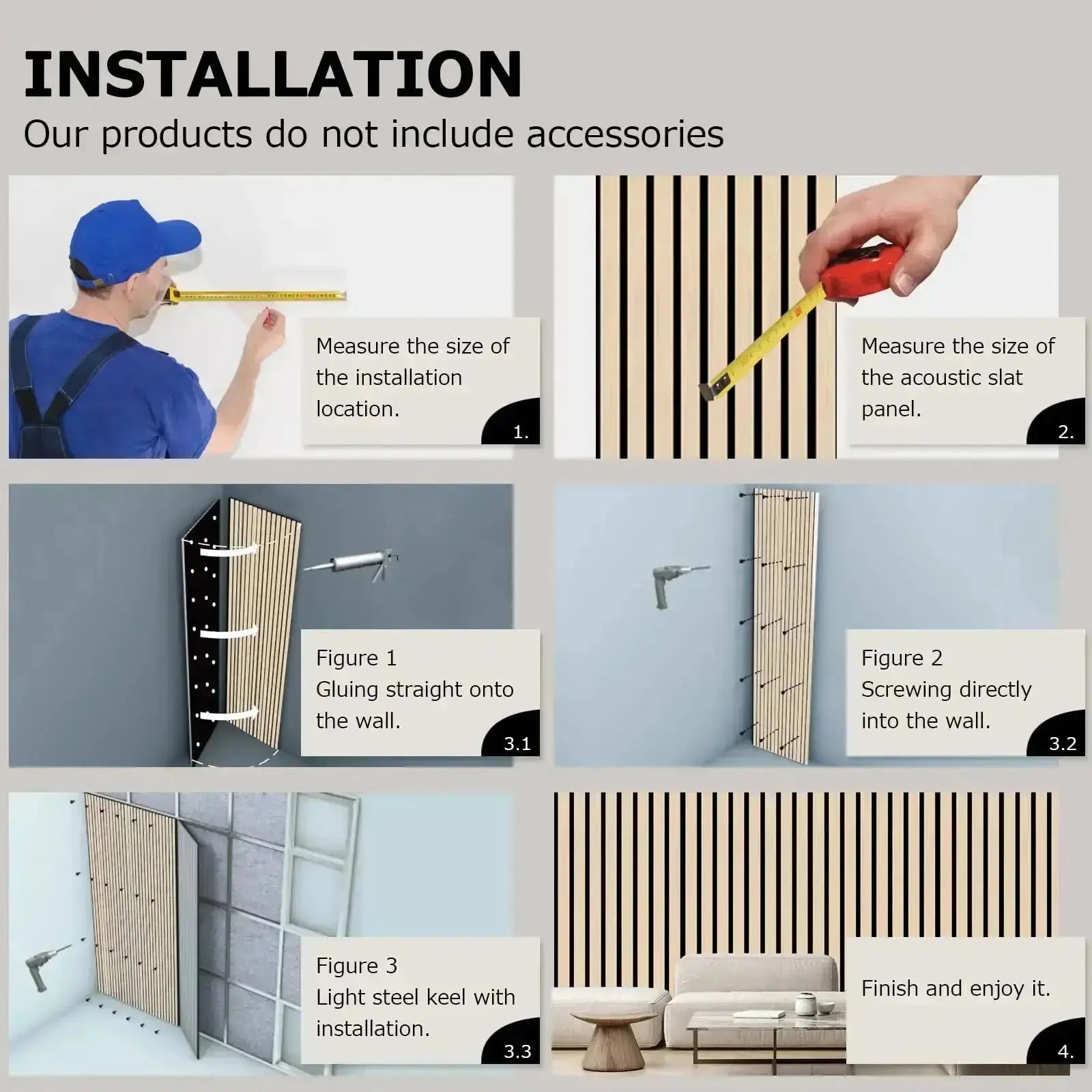 Acoustic Wall Panel (2700mm x 520mm)- Walnut - LUXWORLD