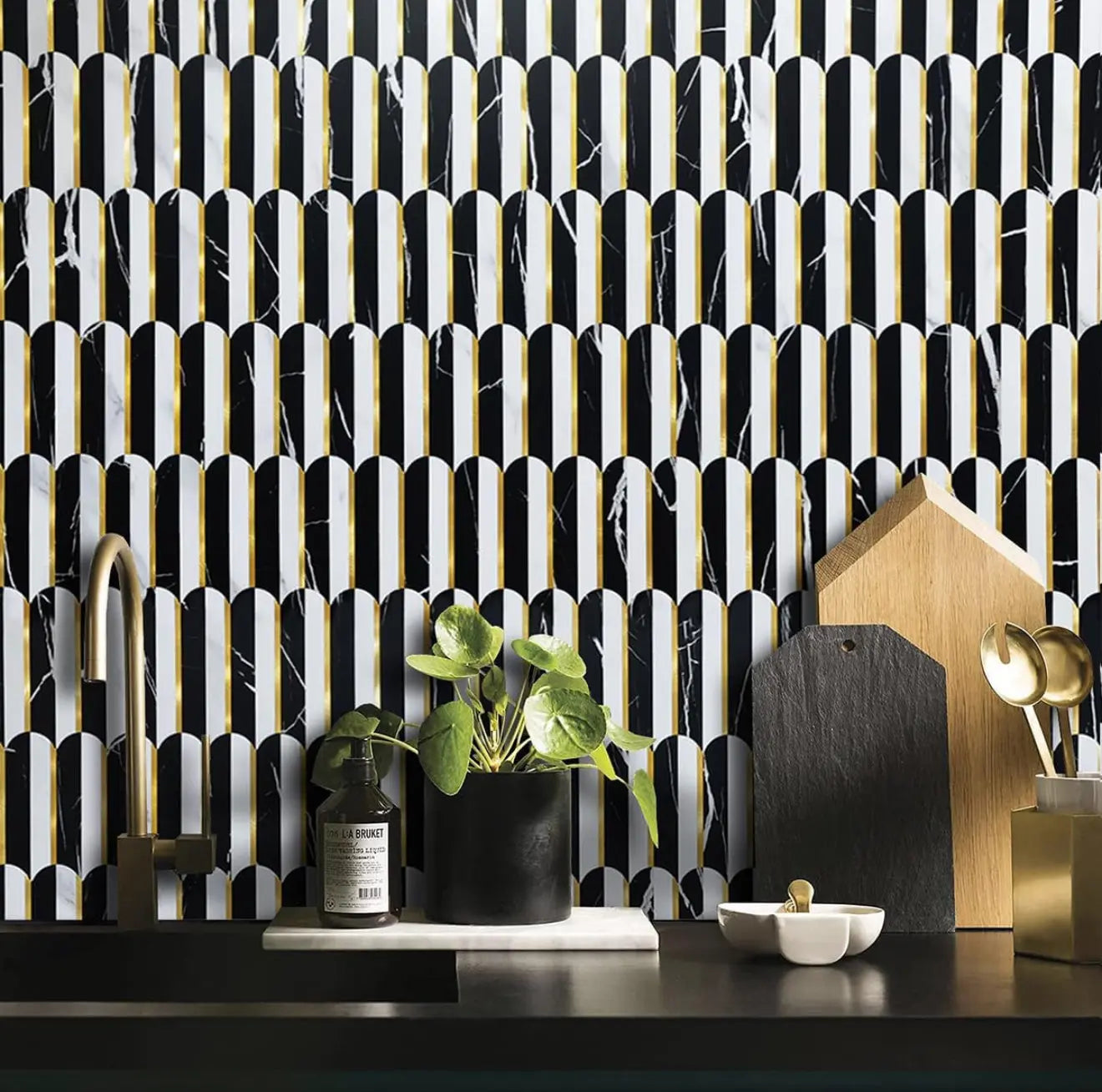 Peel stick mosaic tile from LuxWorld, model MOS-JS-009-3, featuring colorful, textured glass pieces for wall or backsplash decoration.