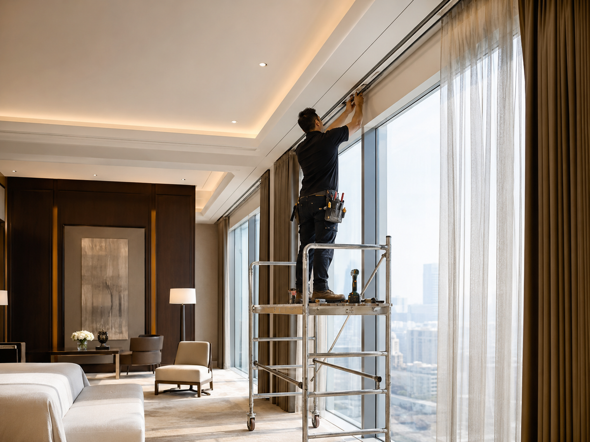 LUXWORLD curtain track measuring and installation in Perth