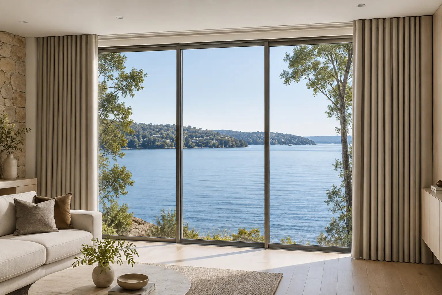 Sheer curtains filtering soft daylight