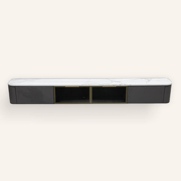 Floating TV Unit & Tall Glass Cabinet THE-LUXWORLD