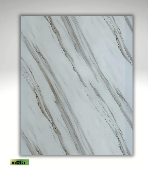 CALACATTA MARBLE BAMBOO CHARCOAL WOOD VENEER WALL PANELS - 1220* 2440* 8MM (AM2802)