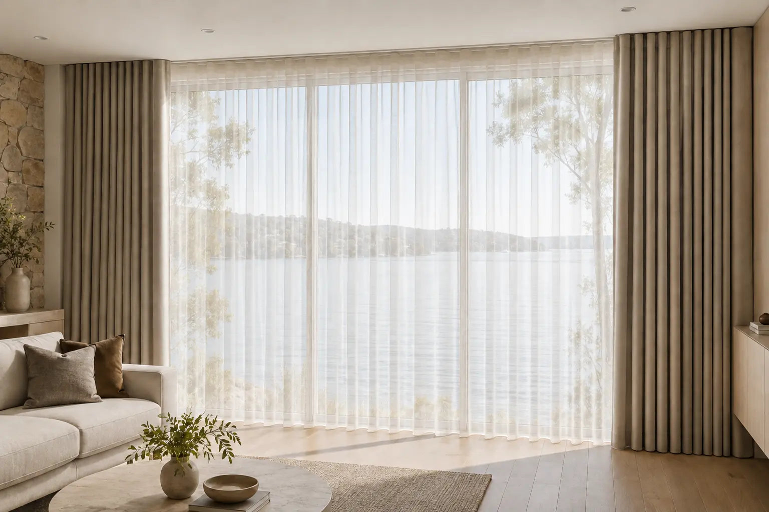 Custom made sheer and blockout double curtains Australia by LUXWORLD