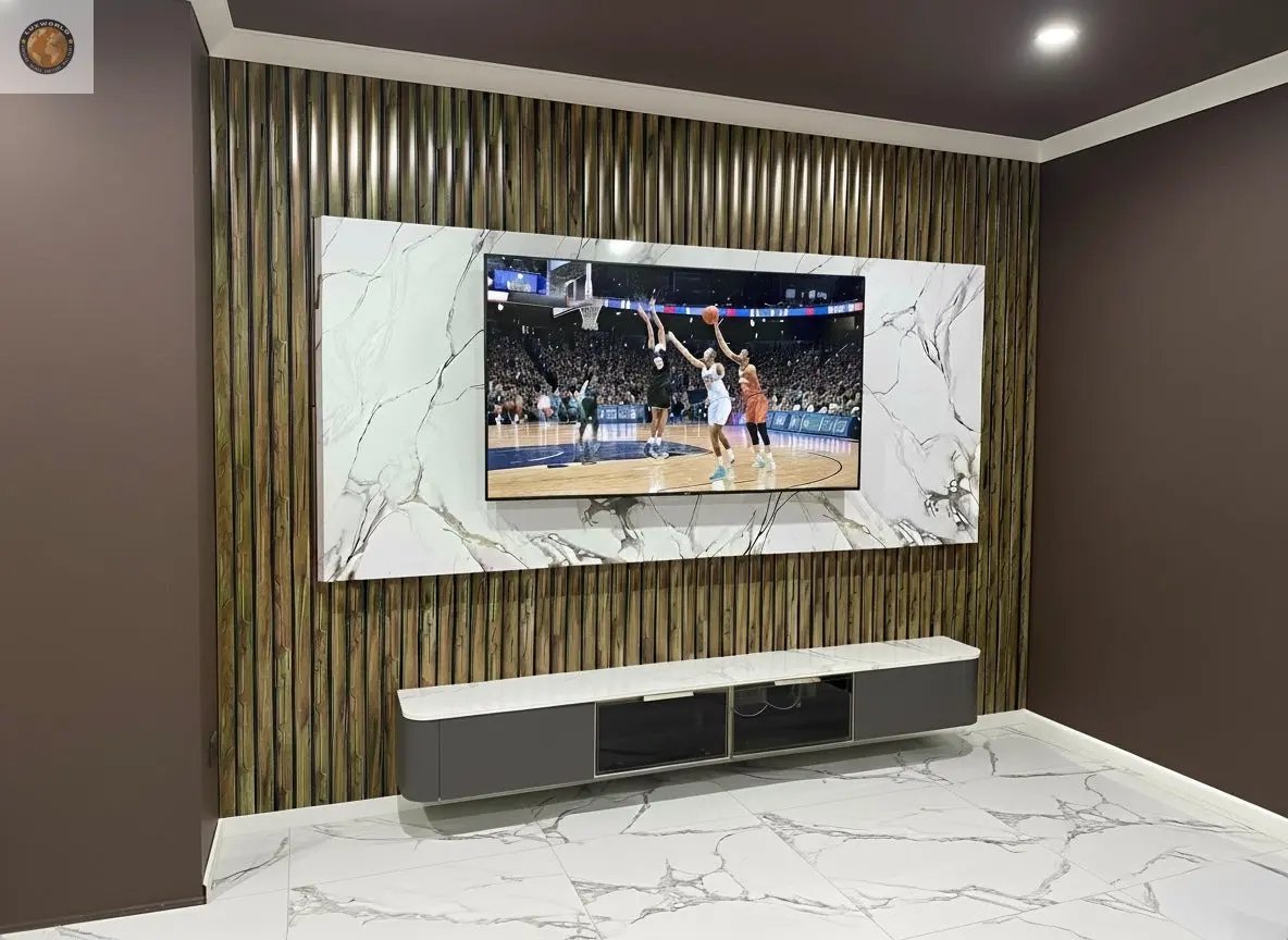 Floating TV Unit & Tall Glass Cabinet THE-LUXWORLD