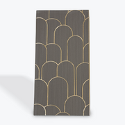 Luxworld Geometric Ornament PS Wall Panel in deep blue with metallic gold Art Deco pattern, creating a luxurious 3D feature wall.