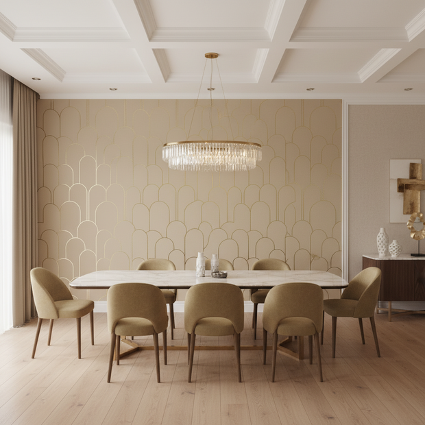 PS Wall Panel – Geometric Ornament Beige PS Wall Panel