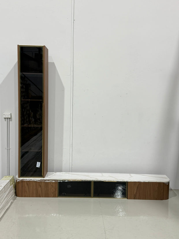 Floating TV Unit & Tall Glass Cabinet THE-LUXWORLD