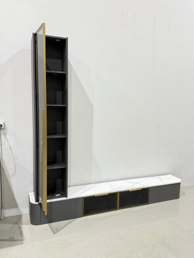 Floating TV Unit & Tall Glass Cabinet THE-LUXWORLD