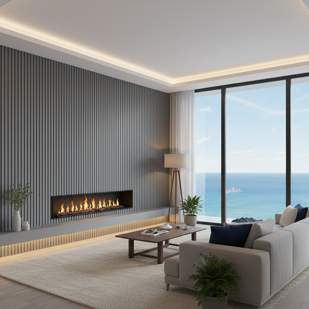 Gray corrugated panel on a white background