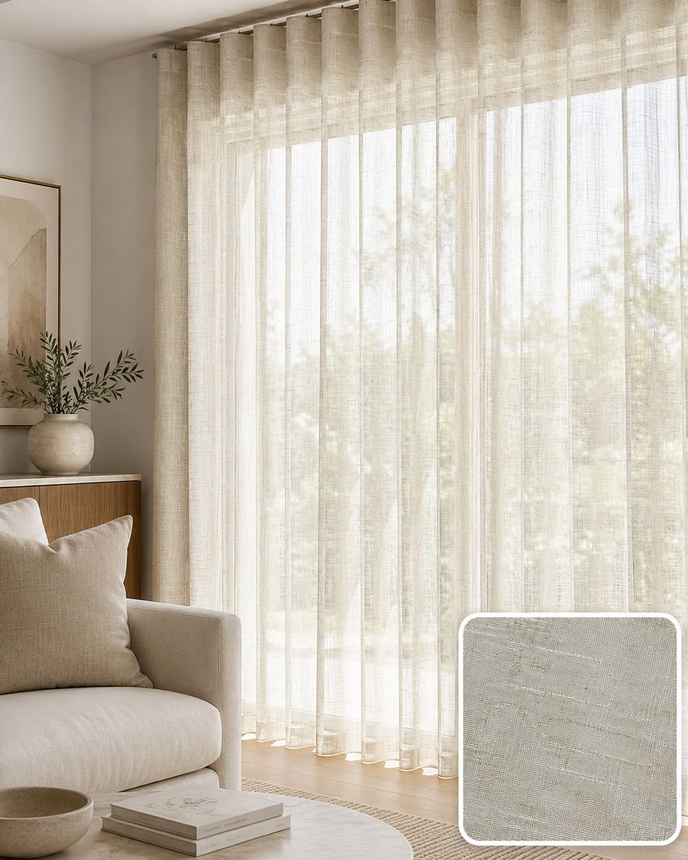 Luna Coastal Linen Sheer Curtain