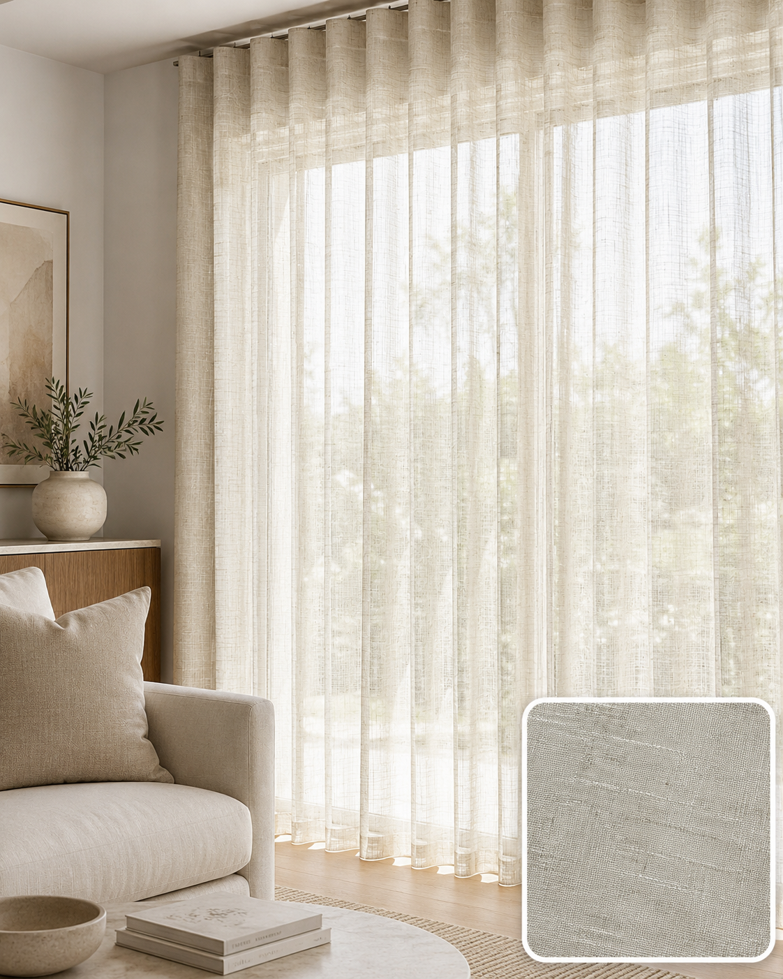 Double curtains for a living room