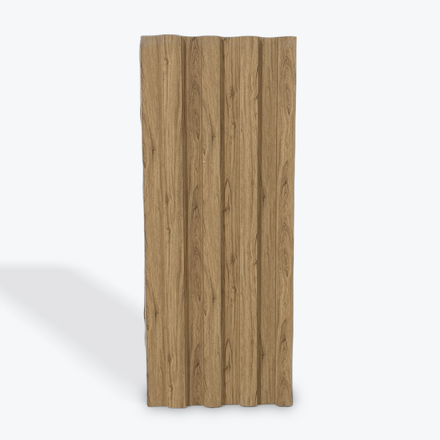 Wooden panel with a natural finish on a white background
