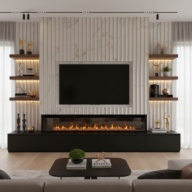 White Marble with Gold Line PS Decorative Wall Panel- BP1255-10