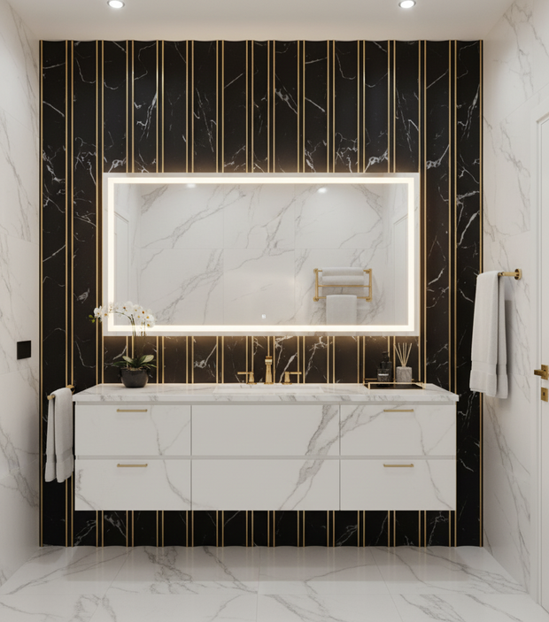 Black Marble with Gold Line PS Decorative Wall Panel- BP1255-11