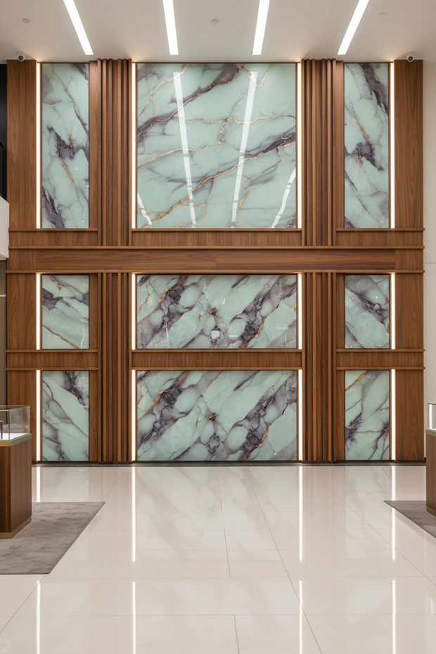 LUXWORLD Bamboo Charcoal Wood Veneer 3D PVC Marble Panels: Elegant, Durable, and Eco-Friendly Decorative Solutions - 1220*2900*5mm (GJ-27D)