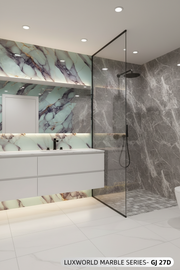 LUXWORLD Bamboo Charcoal Wood Veneer 3D PVC Marble Panels: Elegant, Durable, and Eco-Friendly Decorative Solutions - 1220*2900*5mm (GJ-27D)