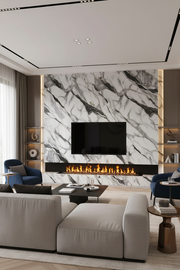 LUXWORLD Bamboo Charcoal Wood Veneer 3D PVC Marble Panels: Elegant, Durable, and Eco-Friendly Decorative Solutions - 1220*2900*5mm (GJ-26D)