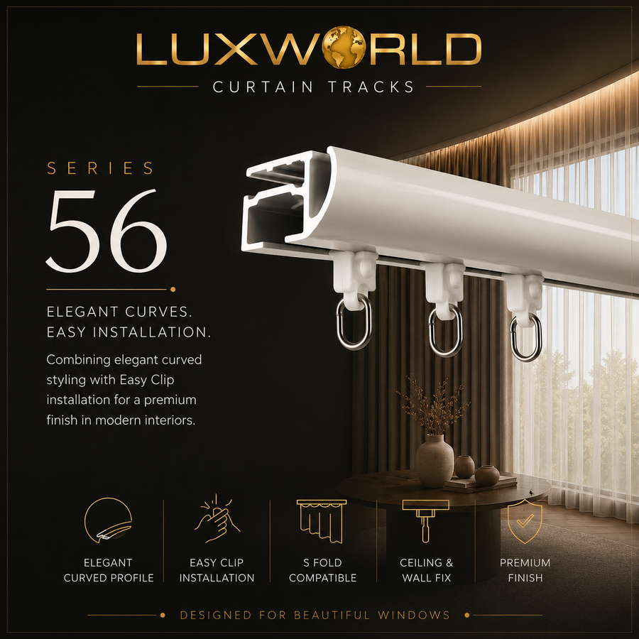Series 56 Curtain Track | Easy Clip S Fold Curtain Tracking Perth