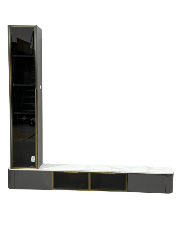 Floating TV Unit & Tall Glass Cabinet THE-LUXWORLD