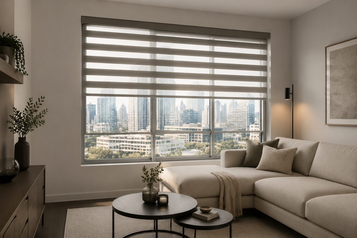 Zebra blinds in a modern apartment