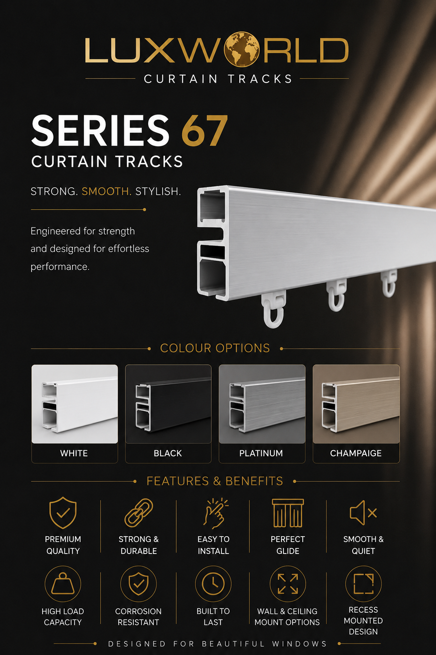 Series 67 Siena Tracks Heavy Duty Commercial Curtain Tracks