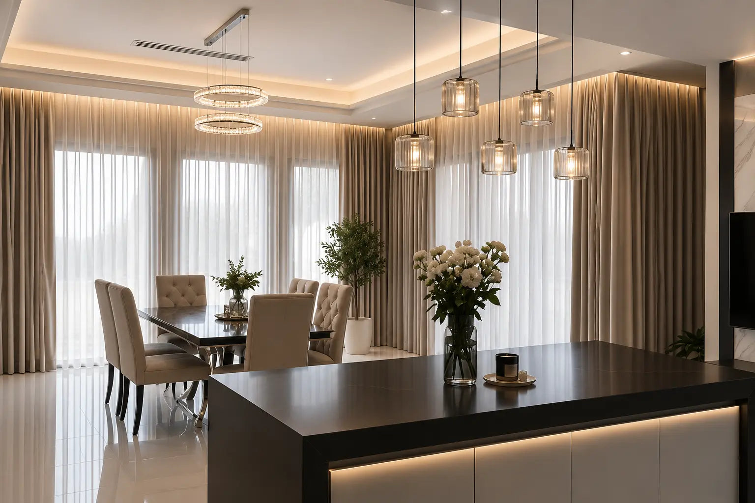 Residential curtain tracks installed in a luxury Perth home