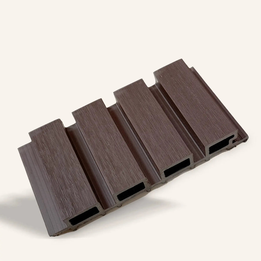 Luxworld black exterior composite wood panel, 2700mm by 220mm, showing smooth textured surface and weather-resistant design.