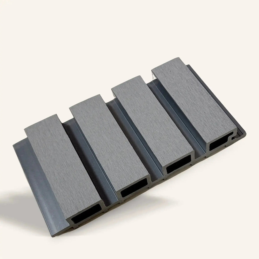 Black exterior composite wood panel by LUXWORLD measuring 2700mm by 220mm, suitable for outdoor wall cladding.