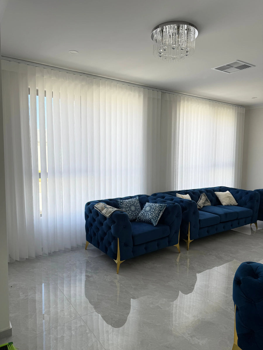 Luxworld Silk Whisper Dream blinds curtains and drapes with soft, flowing fabric in a neutral color, elegant window treatment.
