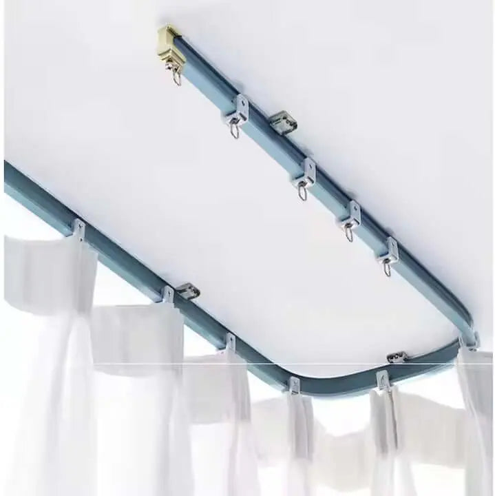 LUXWORLD GlideMaster Flexi Curtain Tracks for curtains and drapes, flexible metal track system with mounting hardware visible