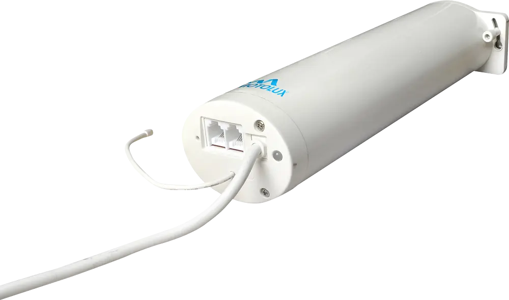 Luxworld Motolux motorized curtain track for curtains and drapes, showcasing sleek, modern design with electronic operating system.