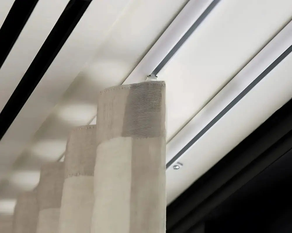 LUXWORLD Series 58 Slimline Curtain Track for curtains and drapes, showing sleek, lightweight metal rail with mounting brackets