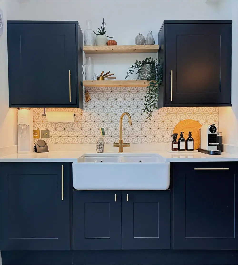 Peel stick mosaic tile from LuxWorld, model MOS-JS-003-2, featuring a colorful, geometric pattern for easy DIY home decor.