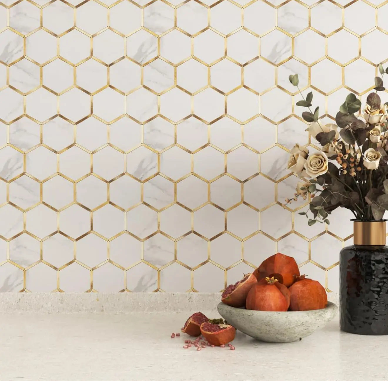 Peel stick mosaic tile from Luxworld, MOS-JS-005-1, with colorful geometric pattern for wall and backsplash decor.