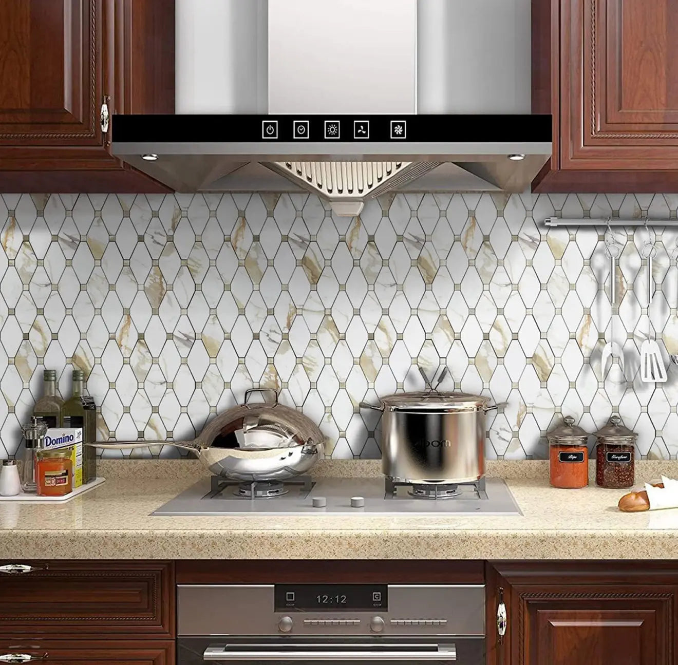 Peel stick mosaic tile by Luxworld, MOS-JS-010-1, featuring a colorful, textured design suitable for wall or surface decoration.