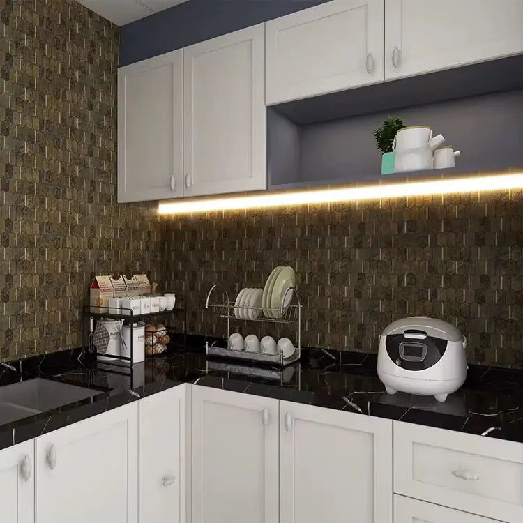 Peel stick mosaic tile by Luxworld, MOS-JS-033-1, with multicolor geometric pattern for wall or decor applications.
