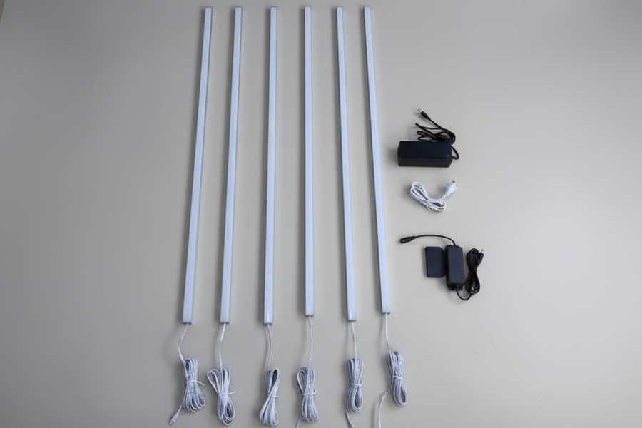 RGB LED tube light for wall panels by LUXWORLD, showcasing 1000mm, 1500mm, and 2000mm wall cladding lighting options.