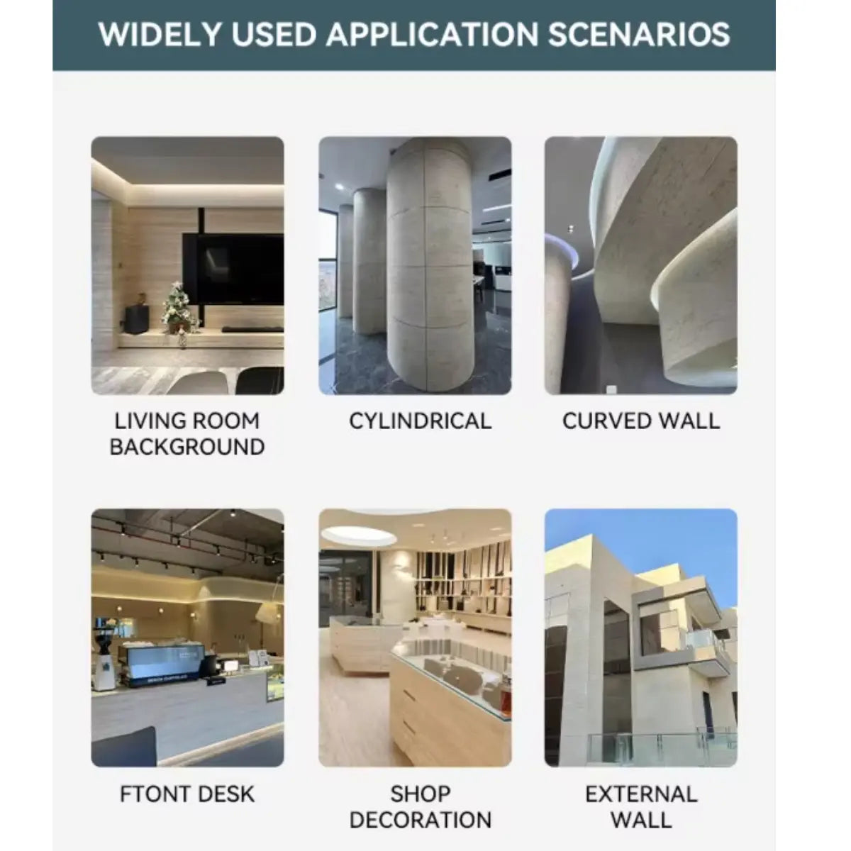 Luxworld ECO Flexi Stone Desert Travertine wall cladding panel, flexible stone wall panel with travertine-look textured surface.