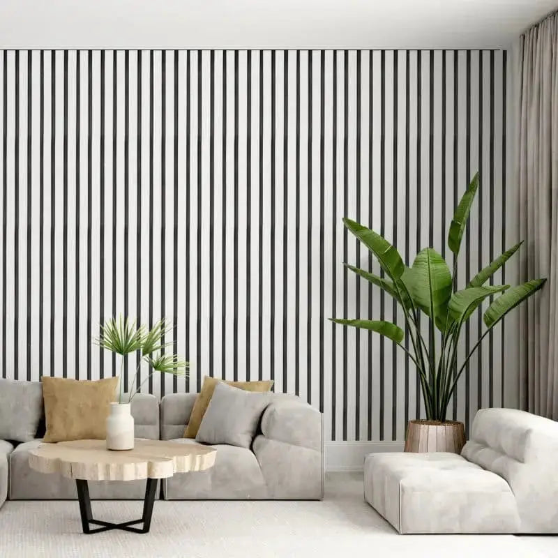 White LUXWORLD acoustic wall panels in 2700mm x 520mm wall cladding with a sleek, modern finish.