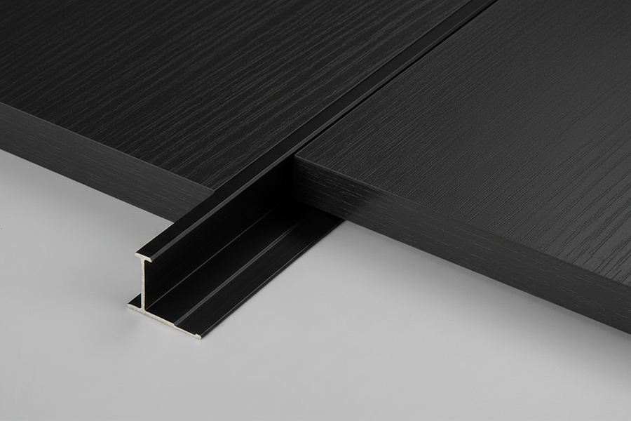 Black and gold aluminium T joiner angle wall cladding trim by LUXWORLD, 2900mm long, for seamless wall finishing and edging.
