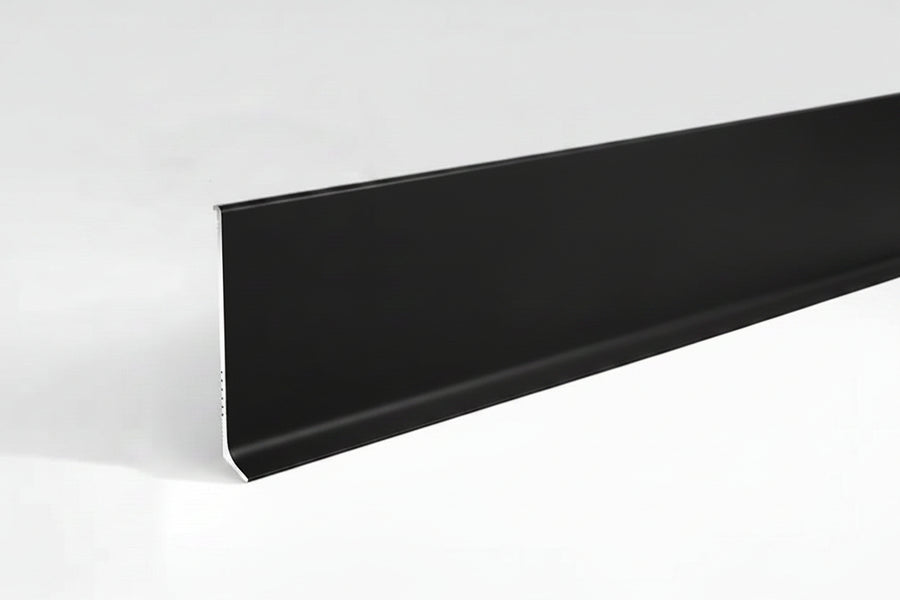 Black aluminium skirting profile for wall cladding, 2900mm length, by LUXWORLD, showcasing sleek, durable wall finishing material.