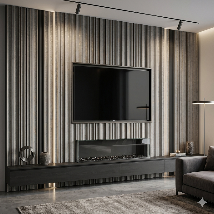 Champagne beige PS wall panel by LUXWORLD, decorative wall cladding with textured surface for stylish interior features.