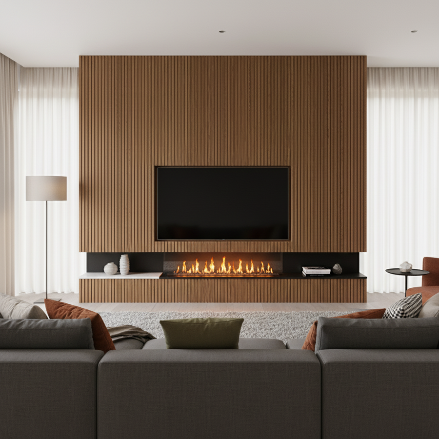 Luxworld Mahogany PS Wall Panel, luxury timber wall cladding with rich mahogany finish, ideal for feature walls in Perth.