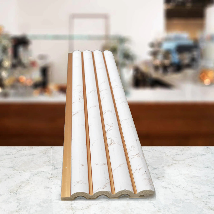 Luxworld marble wall cladding panel with gold line detail, decorative wall panel for interior design, BP1012-5.