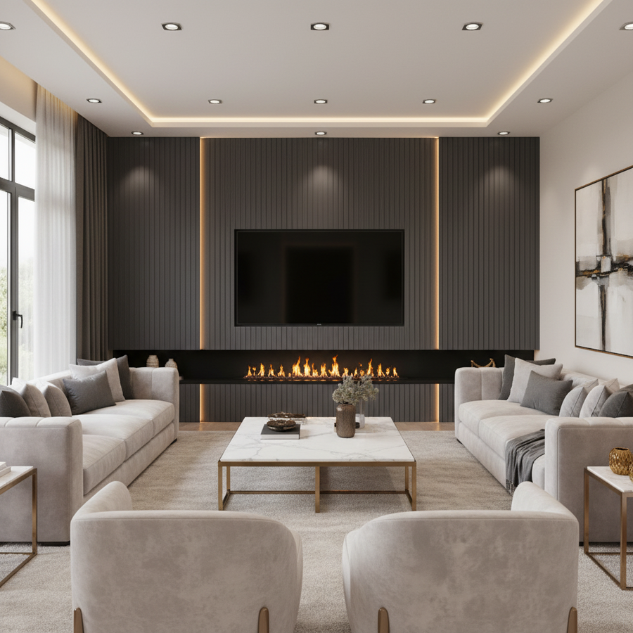 Dark Midnight Marina WPC wall panel by LUXWORLD, decorative wall cladding for interior and exterior spaces in Perth.