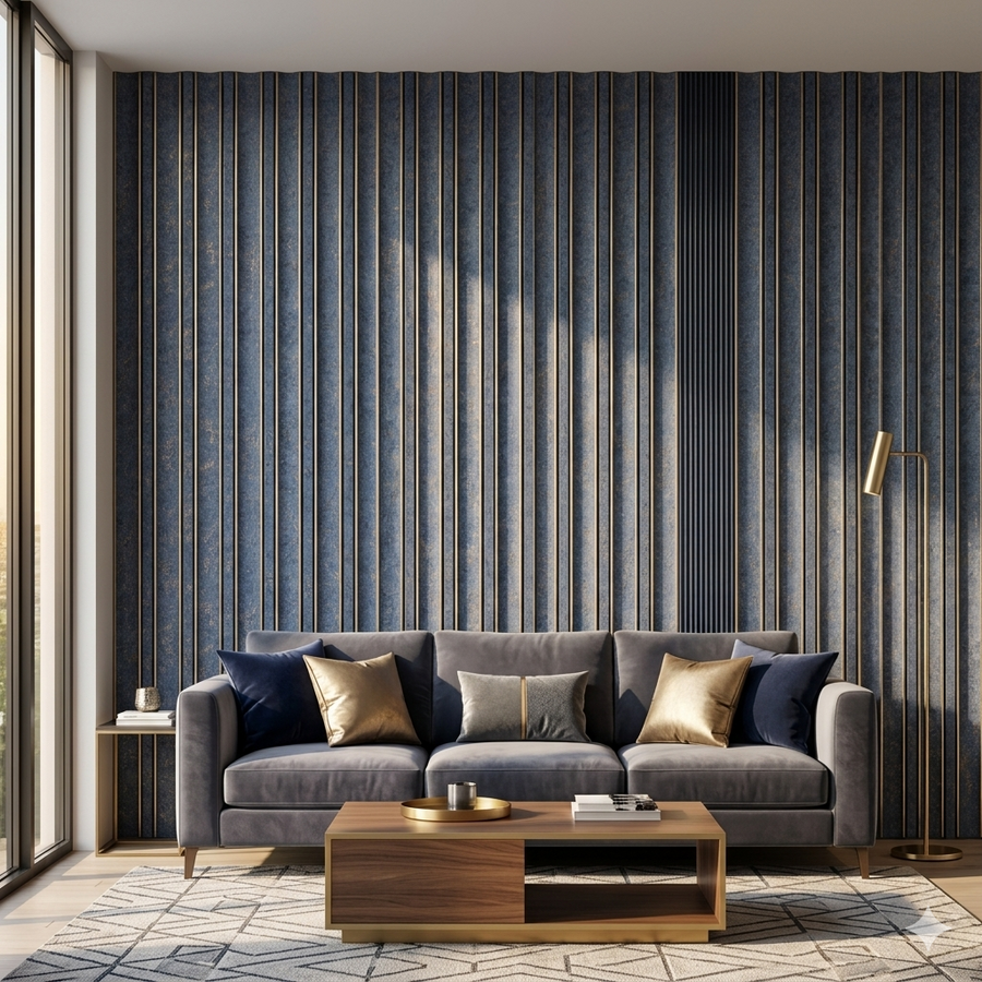Ocean Blue PS Wall Panel by LUXWORLD, decorative wall cladding with textured ocean blue finish for interior design.