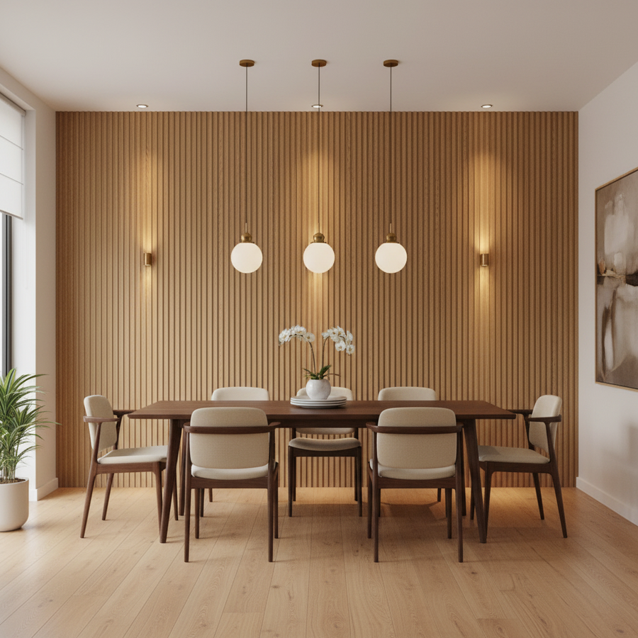 Rustic Tuscan Teak PS wall panel by LUXWORLD, showcasing timber wall cladding with natural grain and textured finish.