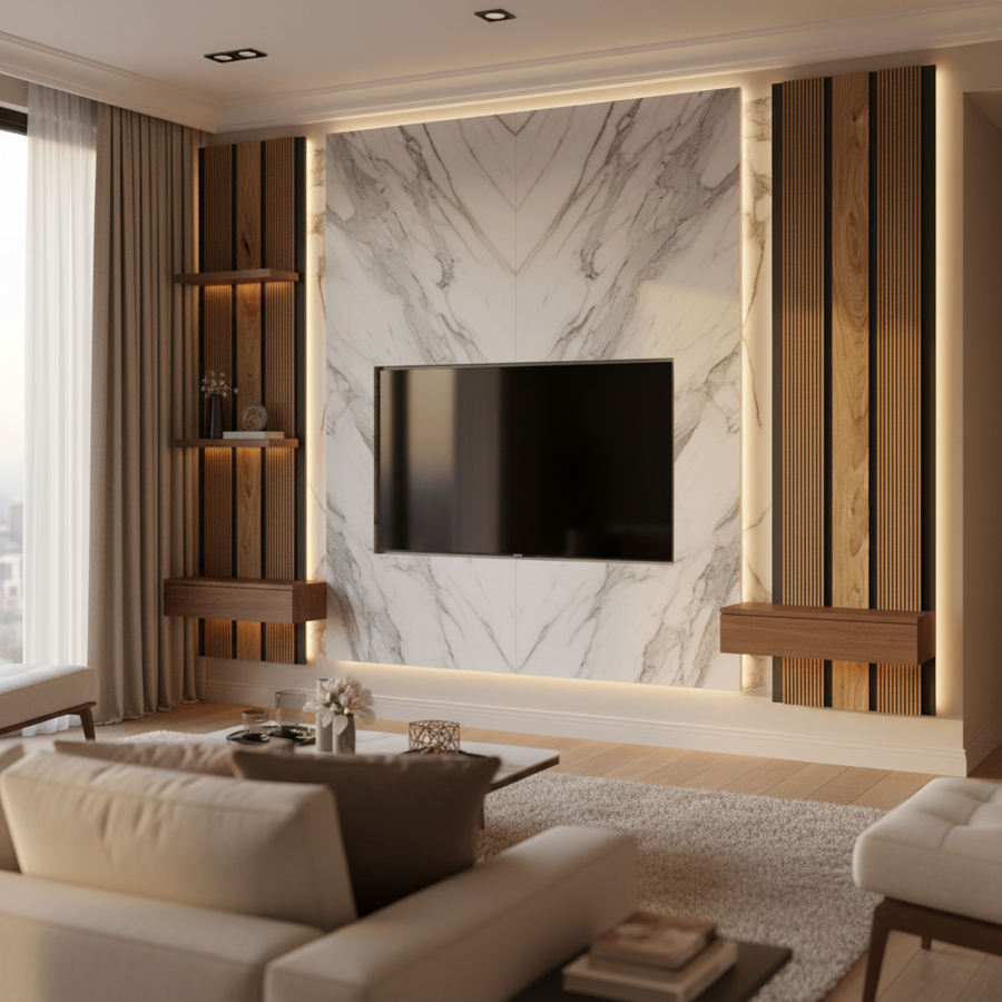 Walnut PS decorative wall panel by LUXWORLD, featuring textured walnut wood grain wall cladding for interior design.