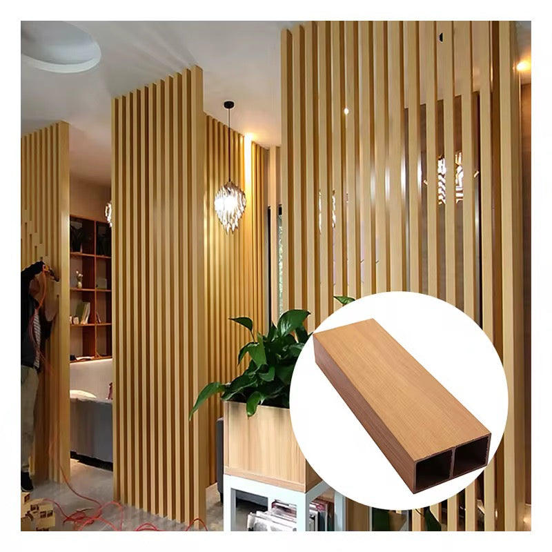 LUXWORLD WPC timber tube wall partition in teak finish, modern natural divider panel for interior wall cladding in Perth