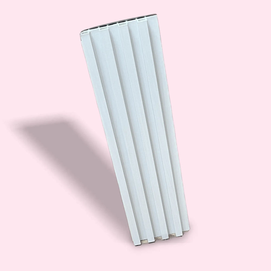 LUXWORLD white wood WPC wall cladding panel for indoor walls, measuring 2900mm x 160mm, ideal for stylish wall decor.